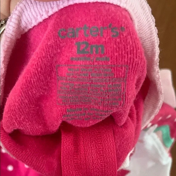 🍊5/$25 Carter's Pink and White Footies with Unicorn Design size 12m - Picture 8 of 8